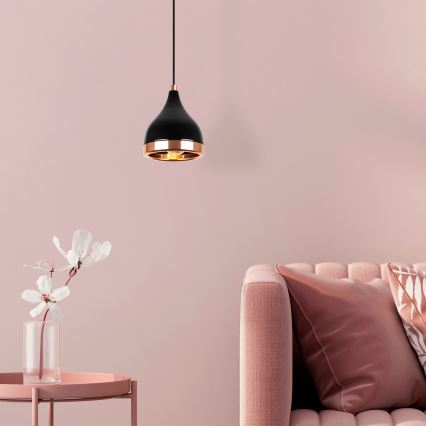 Lestenec na vrvici YILDO 1xE27/40W/230V črna/bakrena