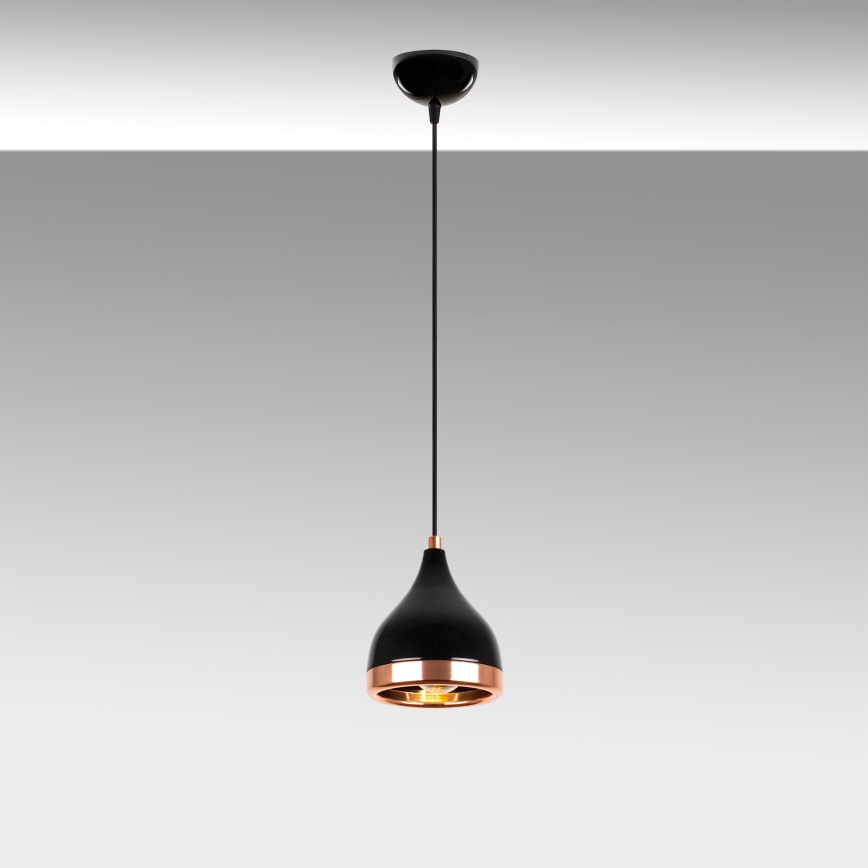 Lestenec na vrvici YILDO 1xE27/40W/230V črna/bakrena
