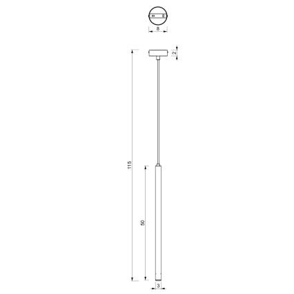 Lestenec na vrvici YORU 1xG9/8W/230V 50 cm črna