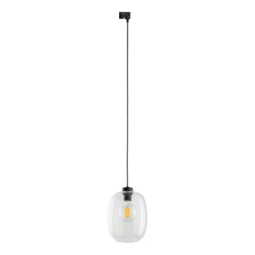 Lestenec na vrvici za 1-fazni tračni sistem ELIO 1xE27/15W/230V črna/prozorna