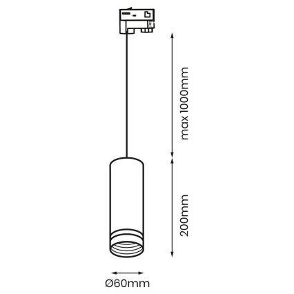 Lestenec na vrvici za 3-fazni tračni sistem PIPE 1xGU10/25W/230V bel