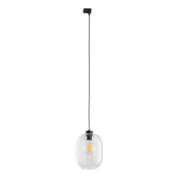 Lestenec na vrvici za tračni sistem 3-fazni ELIO 1xE27/15W/230V črna/prozorna