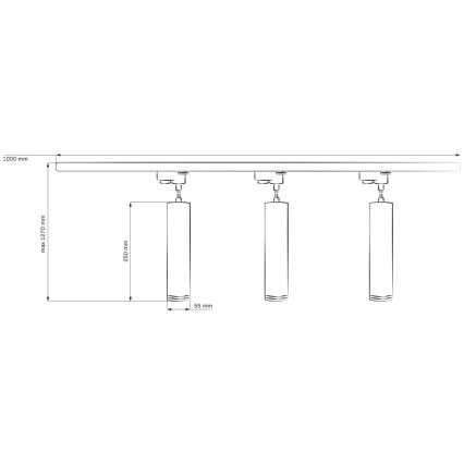 Lestenec na vrvici za tračni sistem MARIBEL 3xGU10/10W/230V + 1 m tračni system črna