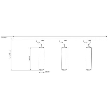 Lestenec na vrvici za tračni sistem PARIZ 3xGU10/10W/230V + 1 m tračni system bela