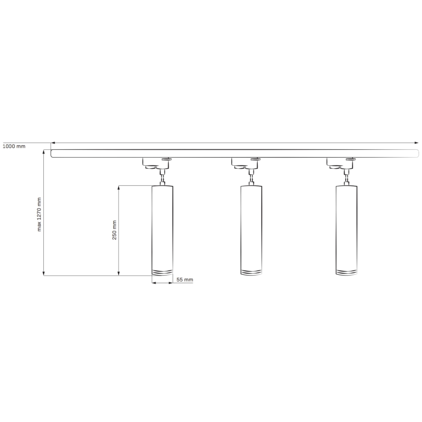 Lestenec na vrvici za tračni sistem PARIZ 3xGU10/10W/230V + 1 m tračni system bela
