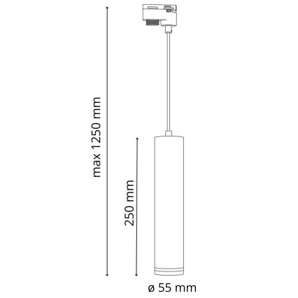 Lestenec na vrvici za tračni sistem PARIZ 3xGU10/10W/230V + 1 m tračni system črna