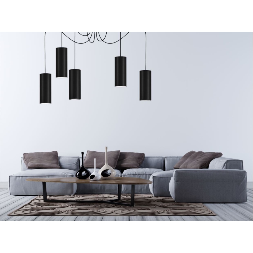 Lestenec na vrvici ZIK 5xE27/40W/230V spider črna