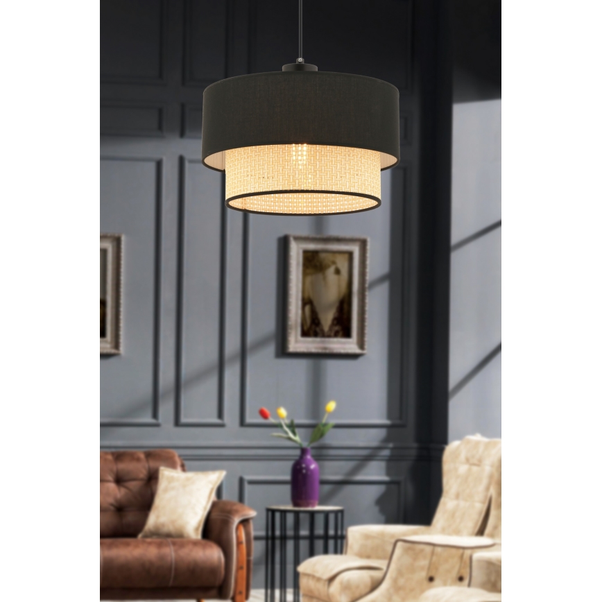 Lestenec na žici ECHO 1xE27/60W/230V črna/bež