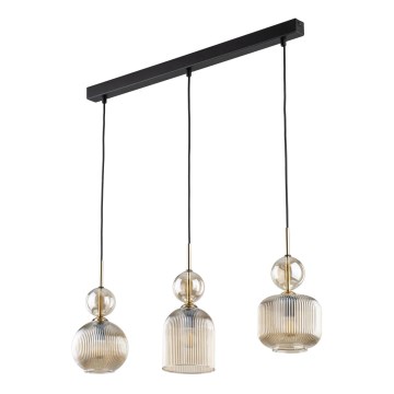 Lestenec na žici SOPHIA 3xE14/10W/230V črna/dimno bež