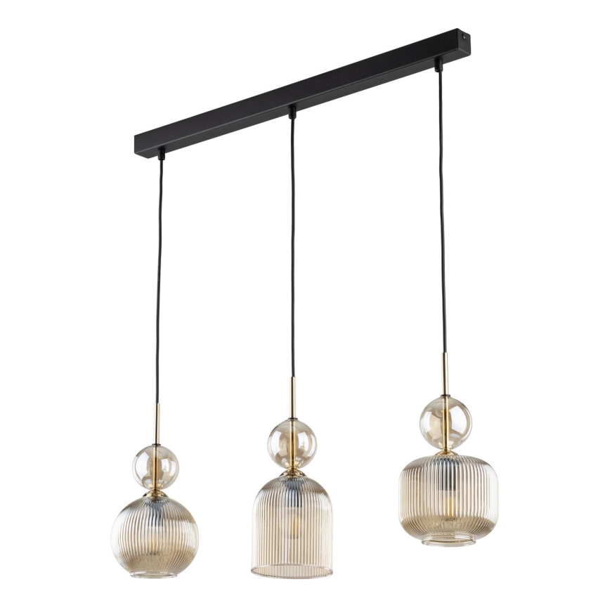 Lestenec na žici SOPHIA 3xE14/10W/230V črna/dimno bež