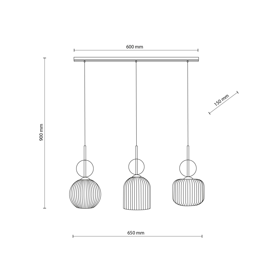 Lestenec na žici SOPHIA 3xE14/10W/230V črna/dimno bež