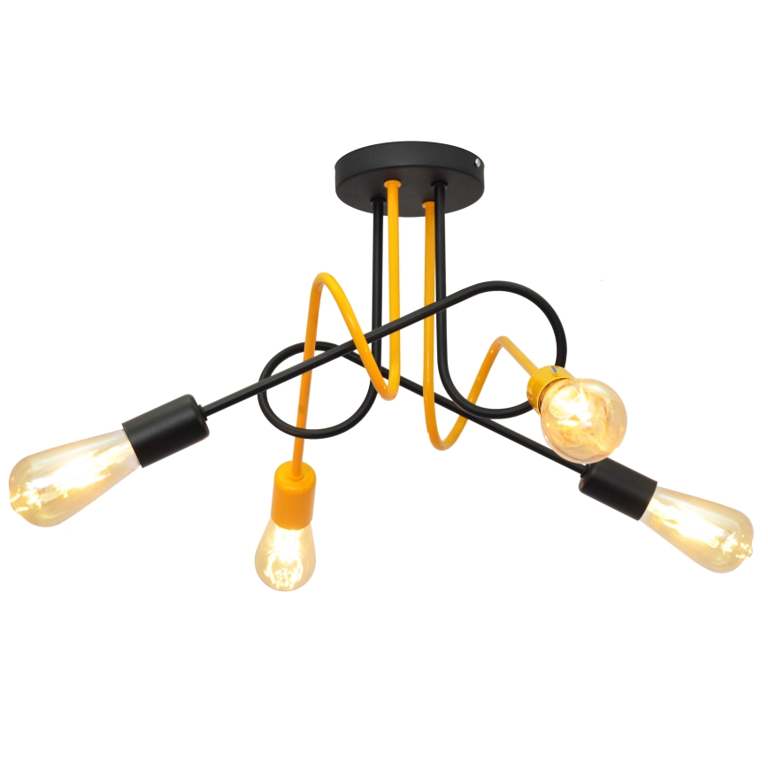 Lestenec OXFORD 4xE27/15W/230V črn/rumen