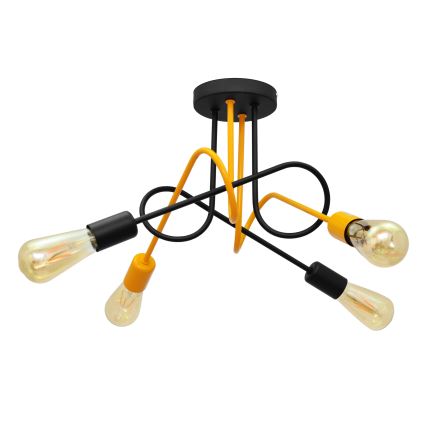 Lestenec OXFORD 4xE27/15W/230V črn/rumen