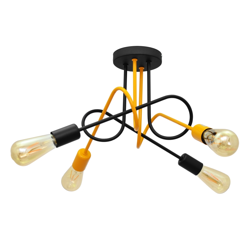 Lestenec OXFORD 4xE27/15W/230V črn/rumen