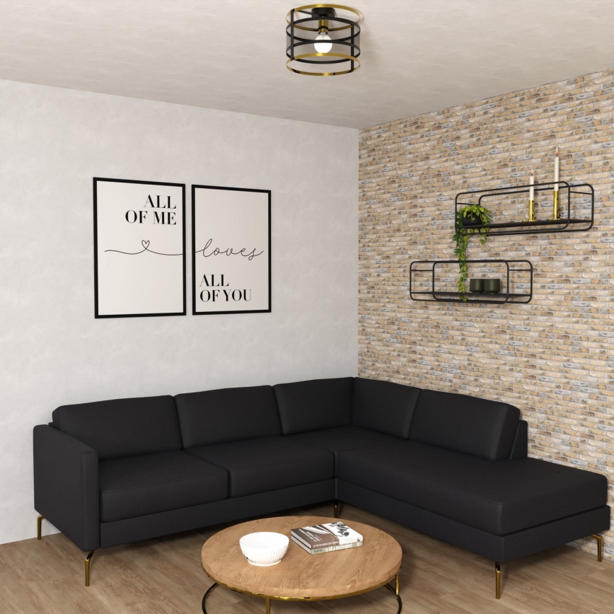 Lestenec RIM 1xE27/60W/230V črna/zlata