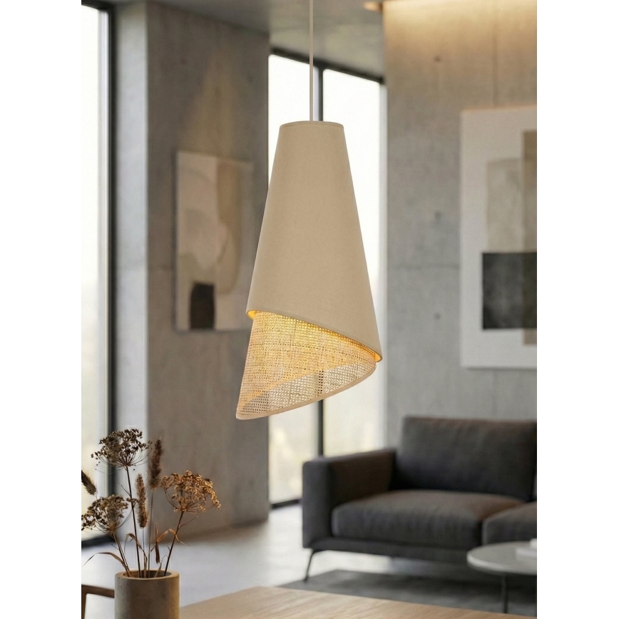 Lestenec s kablom MODA 3xE27/15W/230V bež/ratan