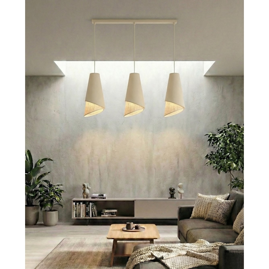Lestenec s kablom MODA 3xE27/15W/230V bež/ratan