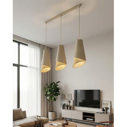Lestenec s kablom MODA 3xE27/15W/230V bež/ratan