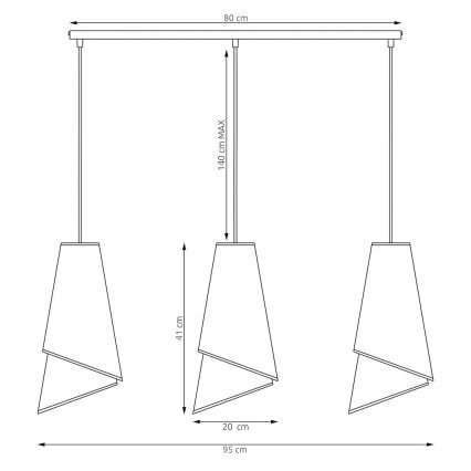 Lestenec s kablom MODA 3xE27/15W/230V bež/ratan