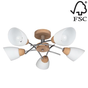 Lestenec VILETTA 5xE27/40W/230V hrast - FSC certifikat