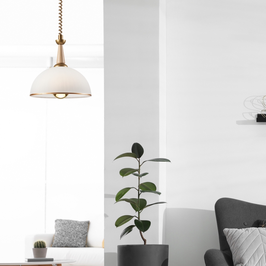 Lestenec z nastavljivo višino CHIARA 1xE27/60W/230V bež/bukev