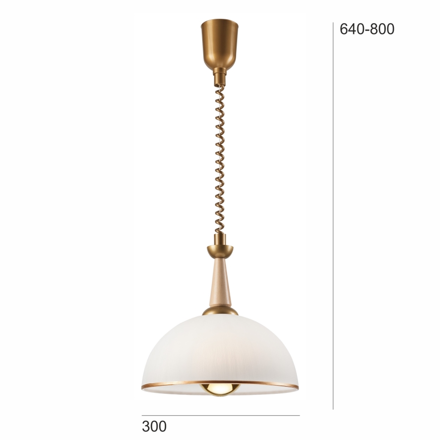 Lestenec z nastavljivo višino CHIARA 1xE27/60W/230V bež/bukev