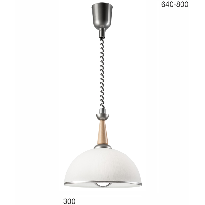 Lestenec z nastavljivo višino CHIARA 1xE27/60W/230V srebrna/bež/bukev