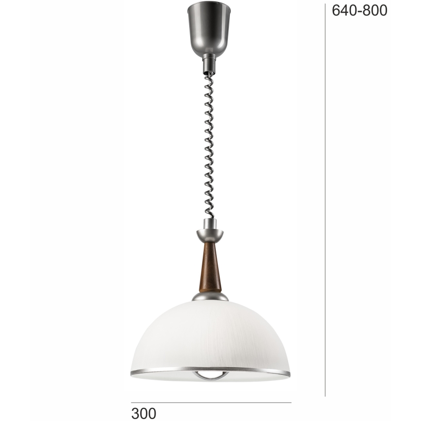 Lestenec z nastavljivo višino CHIARA 1xE27/60W/230V srebrna/temno rjava/bukev
