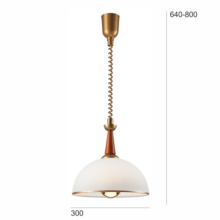 Lestenec z nastavljivo višino CHIARA 1xE27/60W/230V temno rjava/bukev