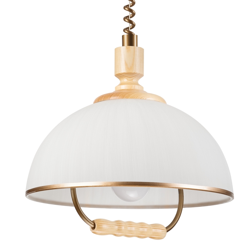 Lestenec z nastavljivo višino RAMONA 1xE27/60W/230V bež/svetlo rjava/bor