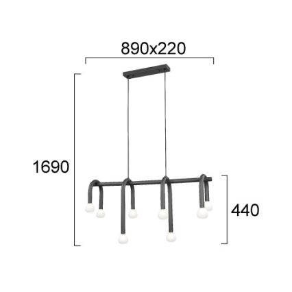 Lestenec z obesnim kablom DELORI 8xG9/28W/230V črn