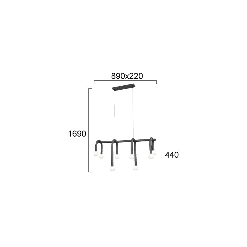 Lestenec z obesnim kablom DELORI 8xG9/28W/230V črn