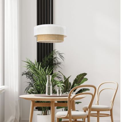 Lestenec z vrvico BORHO 1xE27/60W/230V premer 40 cm bela/juta