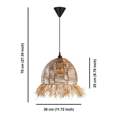 Lestenj na vrvici RUYO 1xE27/40W/230V rjav