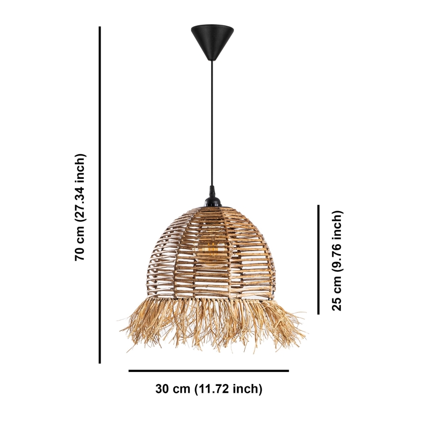 Lestenj na vrvici RUYO 1xE27/40W/230V rjav