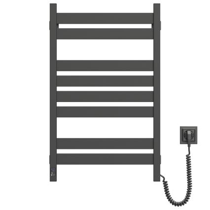 Kopalniški brisačni radiator LARGO z termostatom 432W/230V 80,6 cm IP44 črn desni pravokoten