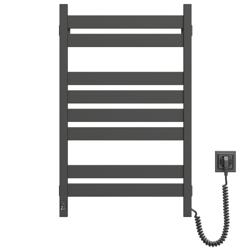 Kopalniški brisačni radiator LARGO z termostatom 432W/230V 80,6 cm IP44 črn desni pravokoten