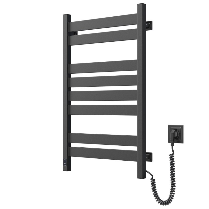 Kopalniški brisačni radiator LARGO z termostatom 432W/230V 80,6 cm IP44 črn desni pravokoten