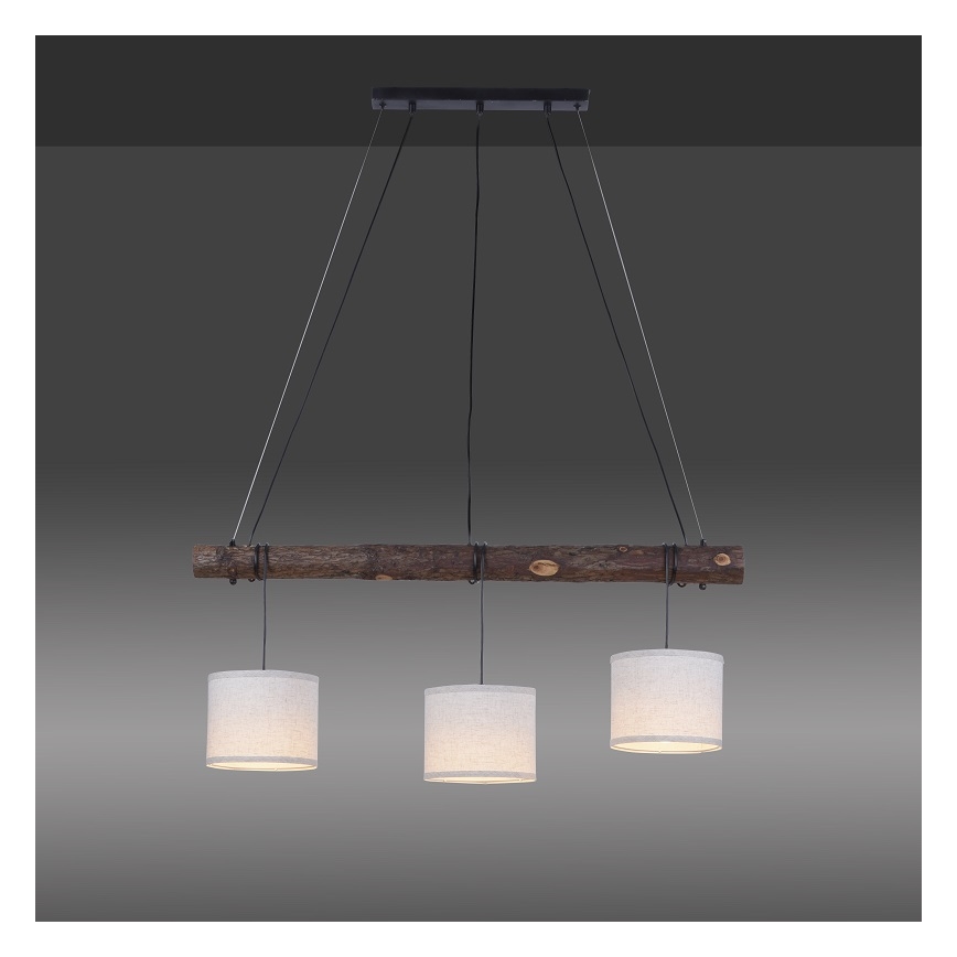 Leuchten Direkt 11238-79 - Lestenec na vrvici BARK 3xE27/40W/230V les