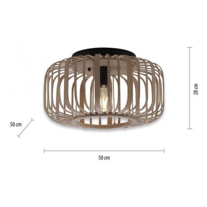 Leuchten Direkt 11413-79 - Nadgradni lestenec RACOON 1xE27/40W/230V pr. 50 cm bambus