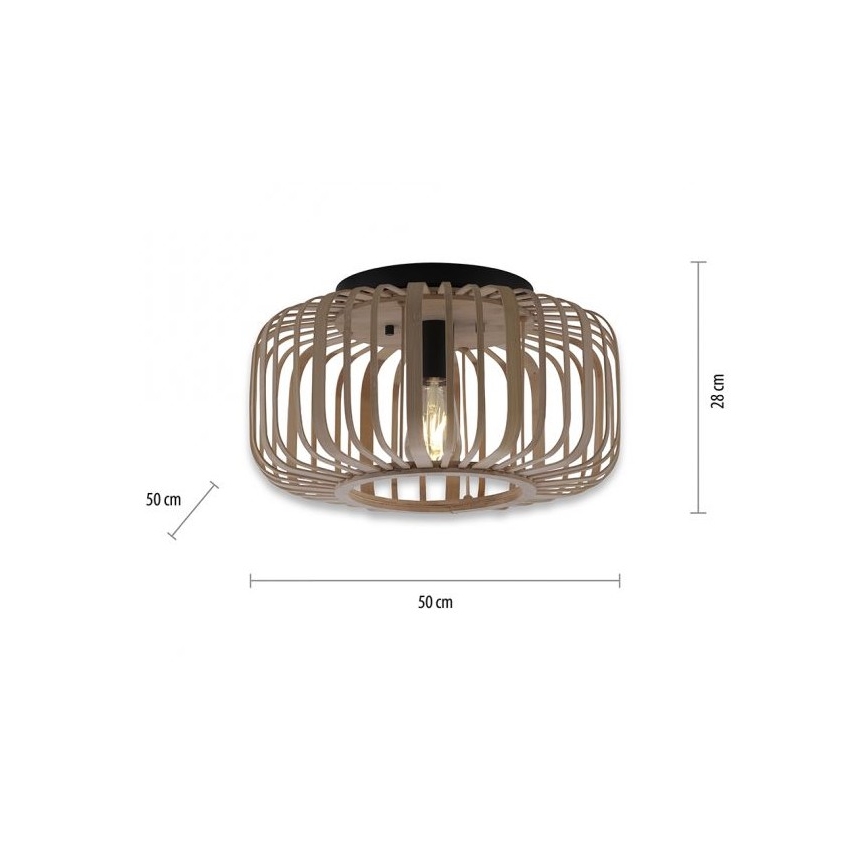 Leuchten Direkt 11413-79 - Nadgradni lestenec RACOON 1xE27/40W/230V pr. 50 cm bambus
