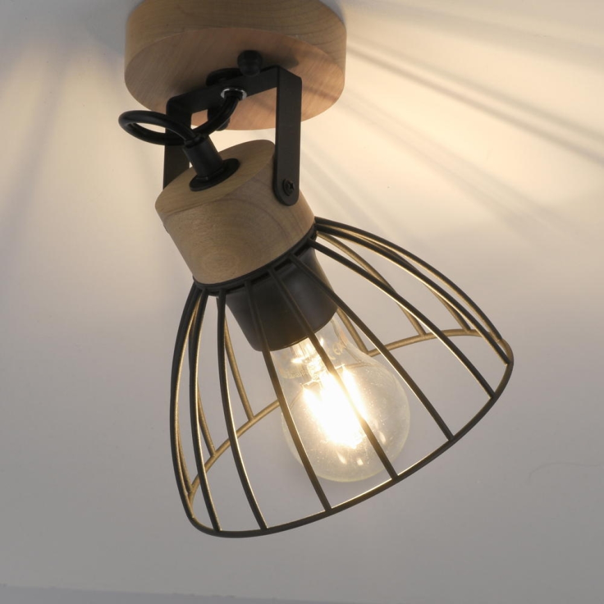 Leuchten Direkt 11416-18 - Stenski reflektor LAMI 1xE27/25W/230V akacija/črna