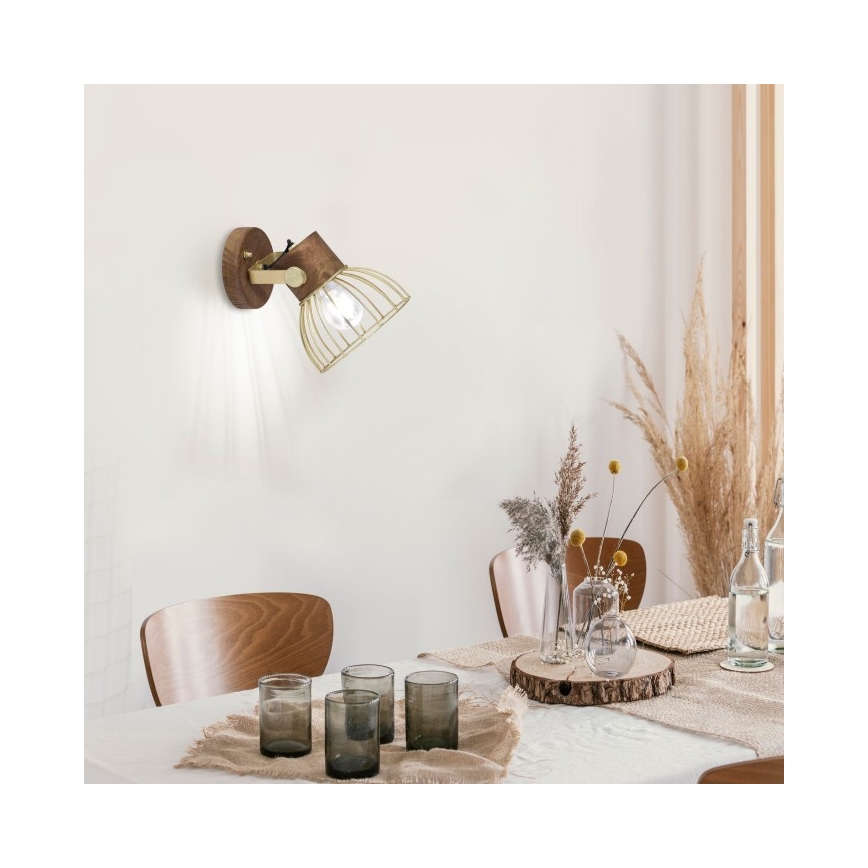Leuchten Direkt 11486-60 - Stenski reflektor ALAMI 1xE27/25W/230V mango drevo