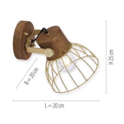 Leuchten Direkt 11486-60 - Stenski reflektor ALAMI 1xE27/25W/230V mango drevo