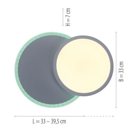 Leuchten Direkt 11662-16 - LED RGB Zatemnitvena stropna svetilka ARENDA LED/21W/230V + Daljinski upravljalnik