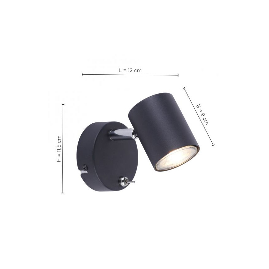 Leuchten Direkt 11941-13 - LED Stenski reflektor TARIK 1xGU10/5W/230V črn