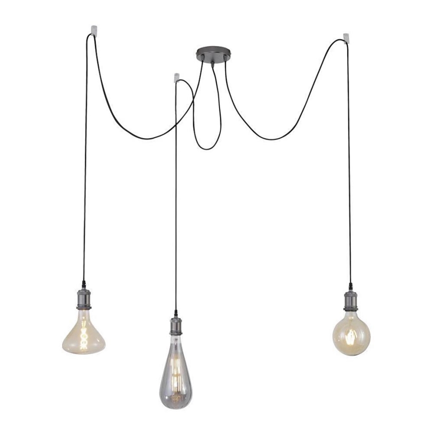 Leuchten Direkt 13571-18 - Lestenec na vrvici DIY 3xE27/60W/230V pajek črna