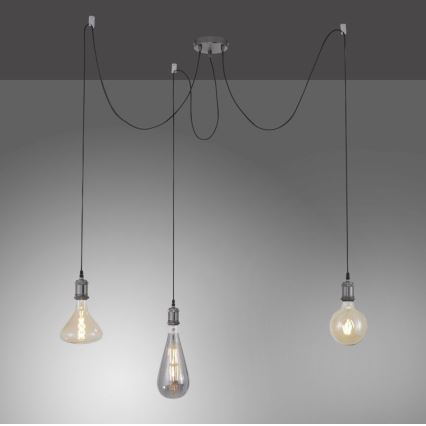 Leuchten Direkt 13571-18 - Lestenec na vrvici DIY 3xE27/60W/230V pajek črna