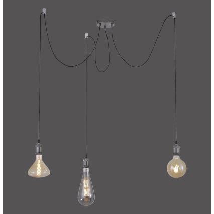 Leuchten Direkt 13571-18 - Lestenec na vrvici DIY 3xE27/60W/230V pajek črna