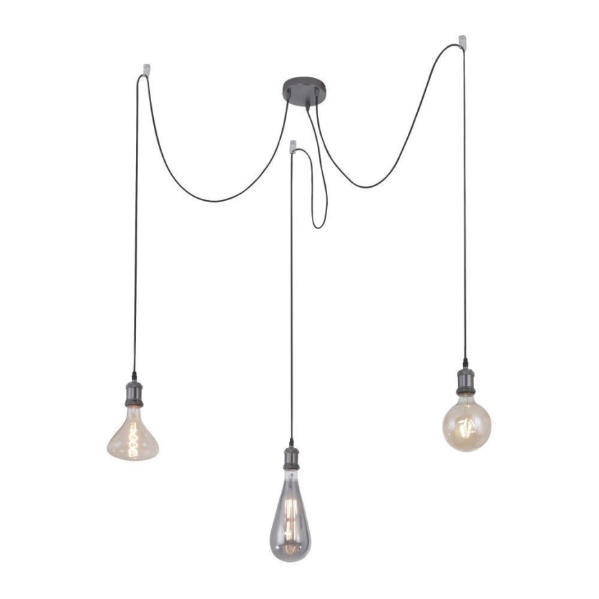 Leuchten Direkt 13571-18 - Lestenec na vrvici DIY 3xE27/60W/230V pajek črna